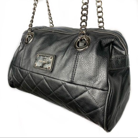 Nine West dark gray handbag w/ chain handles. - Picture 5 of 11